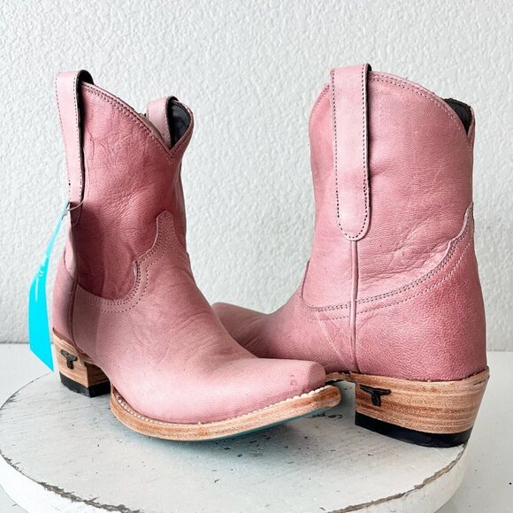 Lane EMMA JANE Womens Cowboy Bootie 5 Pink Leather Western Cowgirl Short Boots - Picture 13 of 13